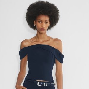 NWT Aritzia Wilfred Queens Top Off the shoulder dark navy small